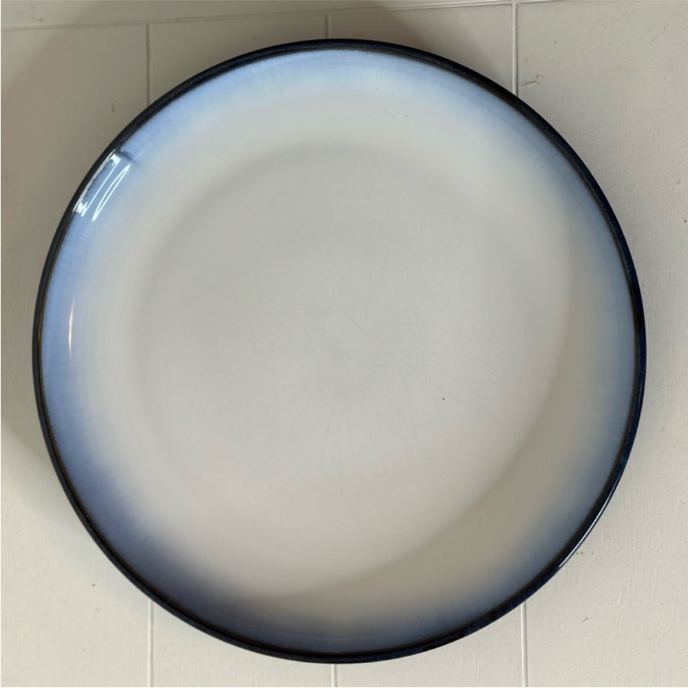 Sango Concepts Eggplant 11” blue white artsy pottery Dinner Plate